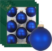 24x Royal velvet blauwe glazen kerstballen mat 7 cm kerstboomversiering - Kerstversiering/kerstdecoratie blauw