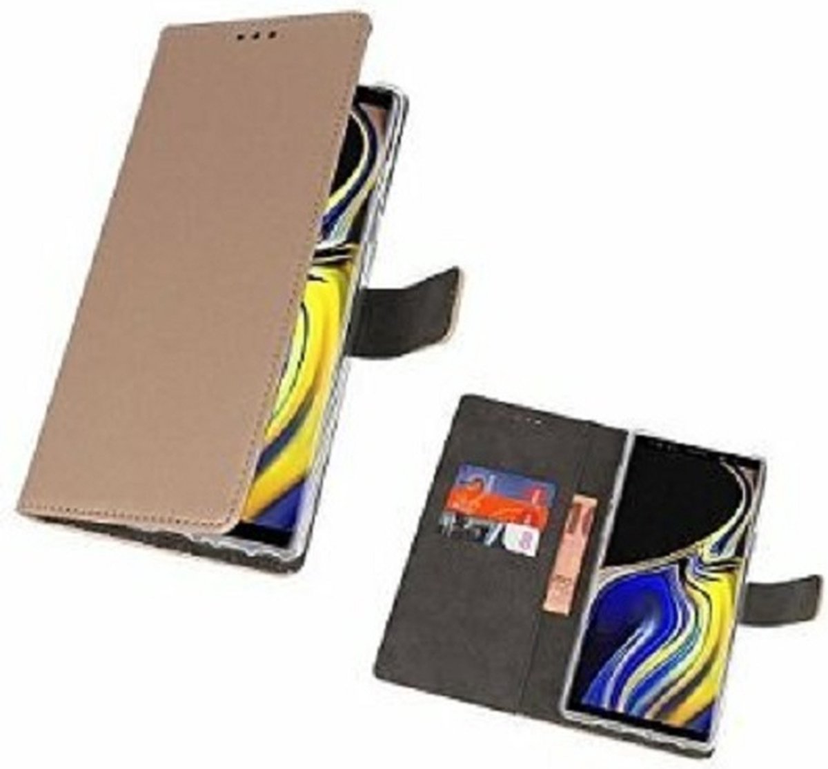 Samsung Note 9 Hoesje Met Pasjeshouder Bookcase Goud