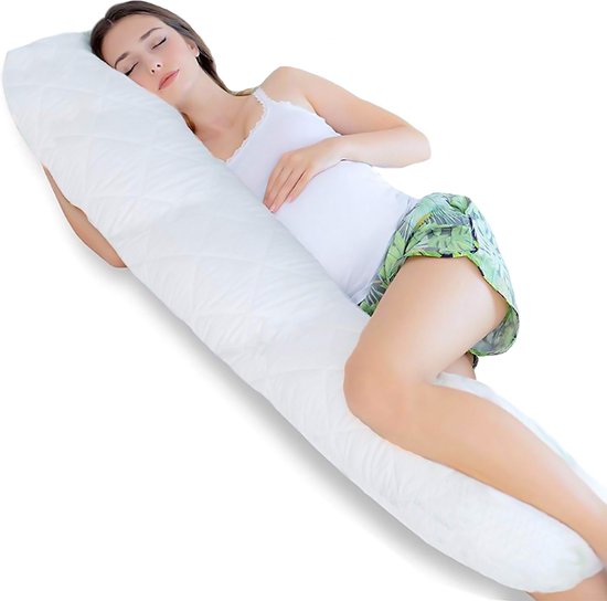 Lichaamskussens - Ondersteuningskussens - Zwangerschapskussen - 40 x 140 cm - Wit - Body Pillow - Zwangerschapskussen - Lichaamskussen - Voedingskussen - Zijslaapkussen - Sluimerrol - Afneembaar hoes premium body pillow