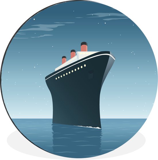 illustration d'un bateau de croisière au large Cercle mural aluminium ⌀ 30 cm - tirage photo sur cercle mural / cercle vivant / cercle de jardin (décoration murale)