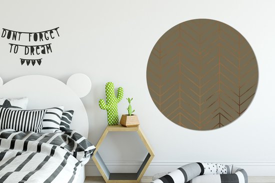 WallCircle - Wandcirkel - Muurcirkel - Lijn - Goud - Patronen - Aluminium - Dibond - ⌀ 140 cm - Binnen en Buiten
