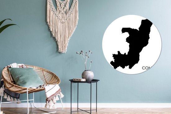 Illustration de la silhouette noire du Congo-Brazzaville Cercle mural aluminium ⌀ 90 cm - tirage photo sur cercle mural / cercle vivant / cercle de jardin (décoration murale)