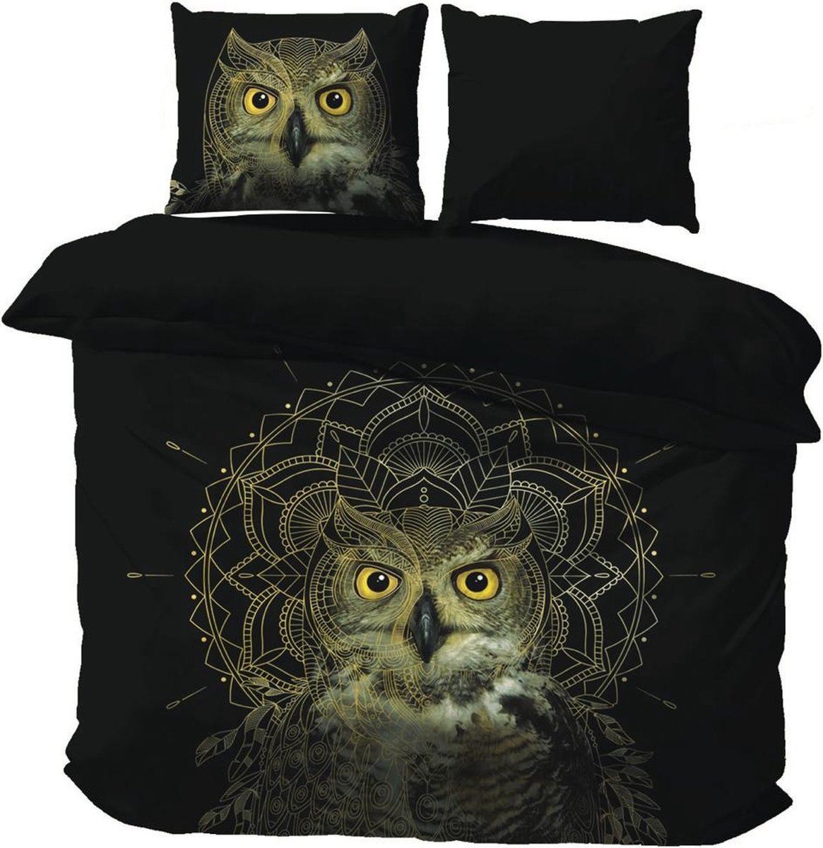 Husch Dekbedovertrek - Choute - 240x200/220 - Uil - Zwart