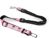 Nobleza Ceinture de sécurité pour chien - ceinture de sécurité pour chien avec poignée - laisse pour chien de voiture - élastique - Rose