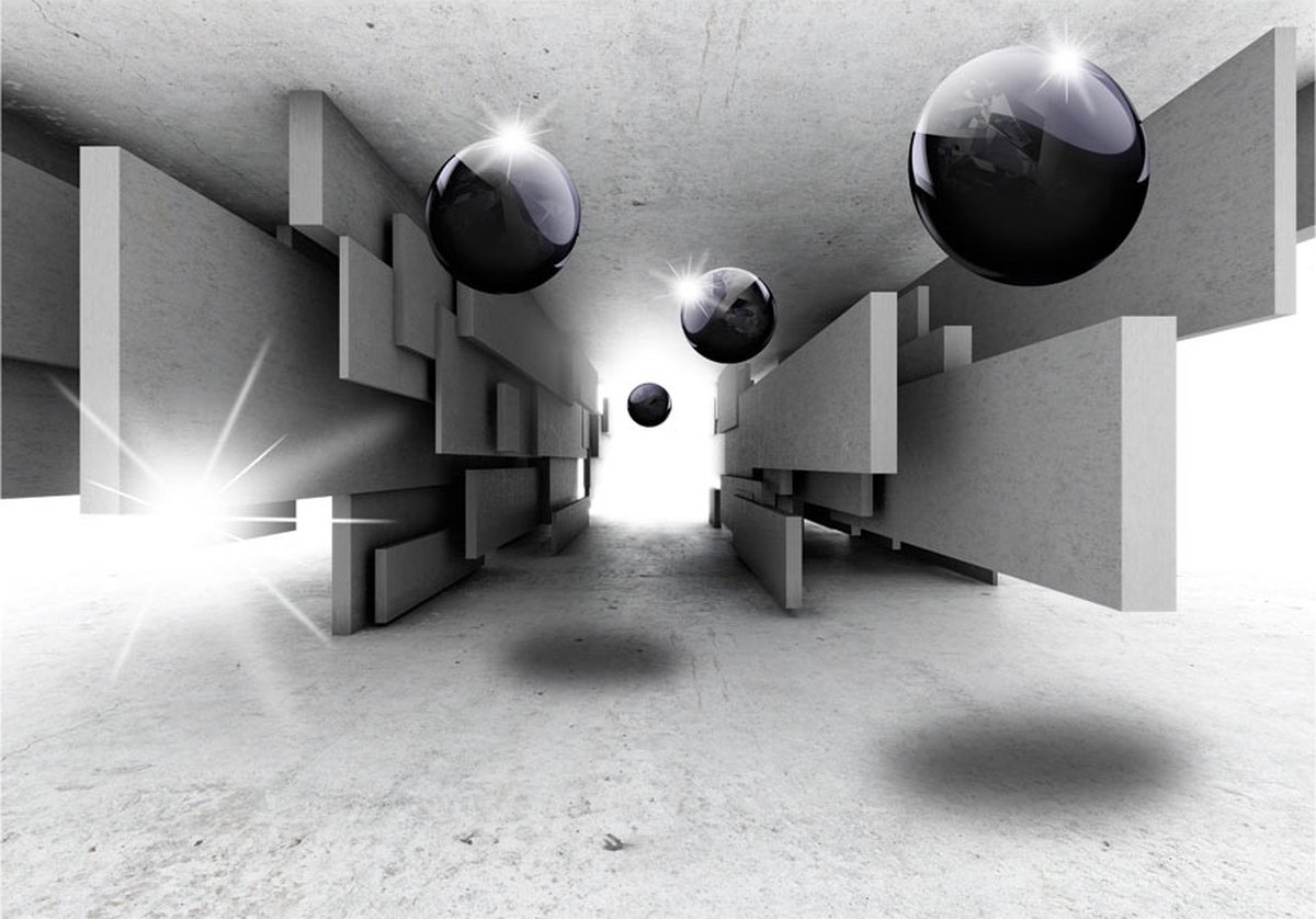 Fotobehangkoning - Behang - Vliesbehang - Fotobehang - Border Control - 3D Constructie - Tunnel - 400 x 280 cm