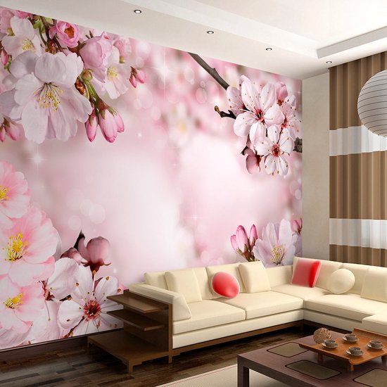 Fotobehangkoning - Behang - Vliesbehang - Fotobehang Kersenbloemen - Bloemen - Spring Cherry Blossom - 150 x 105 cm