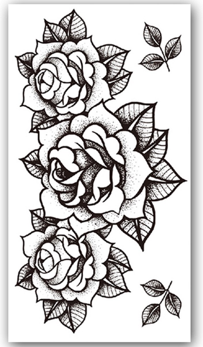 Temporary Tattoo Rozen/Bloemen (21x12 cm) [Neptattoo - Tijdelijke ..., حجم الصورة 705x1200