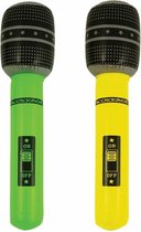Henbrandt Opblaasbare microfoons - 2x stuks - neon geel/groen - 40 cm
