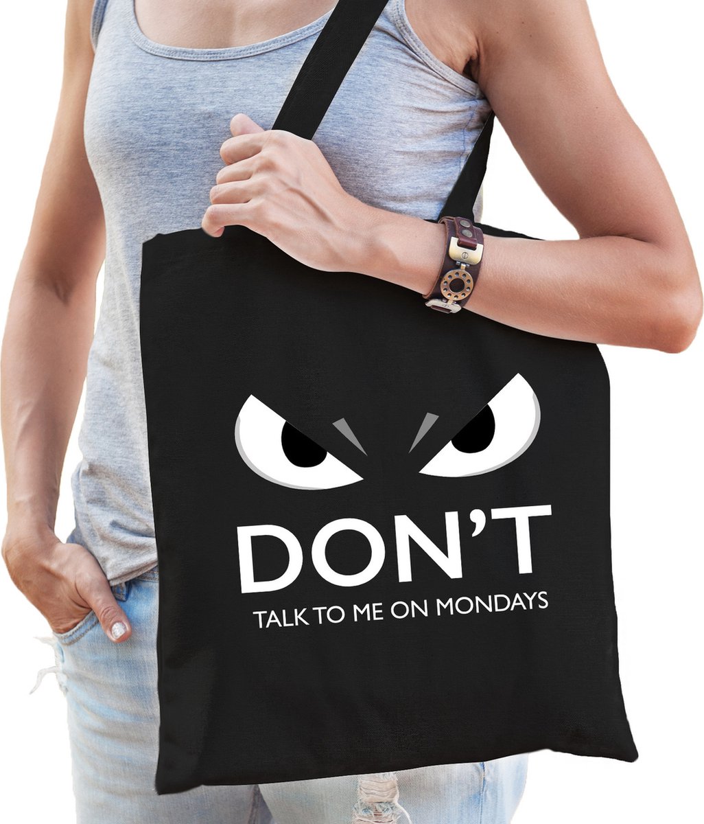 Bellatio Decorations dont talk monday cadeau katoenen tas - volwassenen - zwart