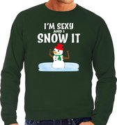 Bellatio Decorations Foute humor Kersttrui sexy snowman - sweater groen - heren XXL