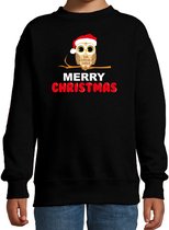 Bellatio Decorations dieren Kersttrui christmas uil sweater Kerst - zwart - kinderen 170/176