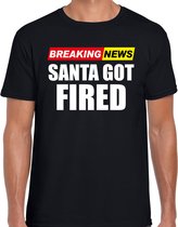 Bellatio Decorations Foute humor Kerst t-shirt - breaking news fired - heren - zwart XL