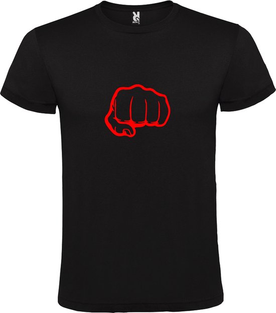 Zwart T-Shirt met “ Broeder vuist / Brofist “ Afbeelding Rood Size XXXXXL