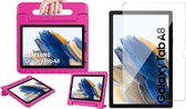 Hoes geschikt voor Samsung Galaxy Tab A8 2021 / 2022 - Screen Protector GlassGuard - Kinder Back Cover Kids Case Hoesje Roze & Screenprotector