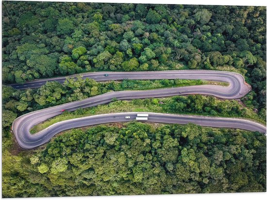 WallClassics - Drapeau - Route sinueuse dans la forêt - Photo 80x60 cm sur drapeau polyester