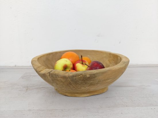 HOUTEN SCHAAL MET PRINT vis 30 cm - Design