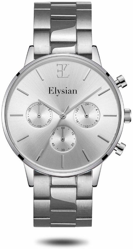 Elysian - Montre femme - Bracelet à maillons argentés - Étanche - Saphir sans rayures - 38 mm
