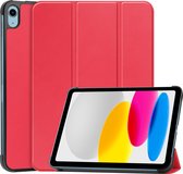Hoes Geschikt voor iPad 2022 Hoes Luxe Hoesje Book Case - Hoesje Geschikt voor iPad 10 Hoes Cover - Rood