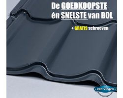 Dakpanplaten | 10 stuks van 110 x 225 cm | +GRATIS SCHROEVEN | RAZEND SNEL THUIS | prefab dakplaten | stalen profielplaten