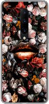 Geschikt voor OnePlus 7 Pro hoesje - Lippen - Bloemen - Verf - Oranje - Kunst - Abstract - Oude meesters - Siliconen Telefoonhoesje