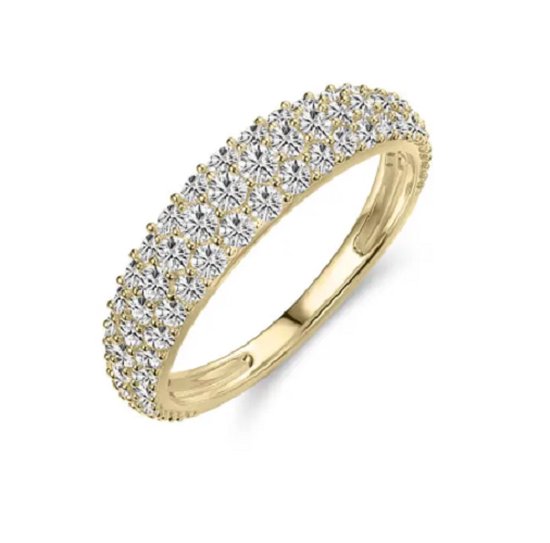 Schitterende 14 Karaat Gouden Pavé Ring met Briljanten 16.50 mm. (maat 52) | Aanzoeksring |Verloving