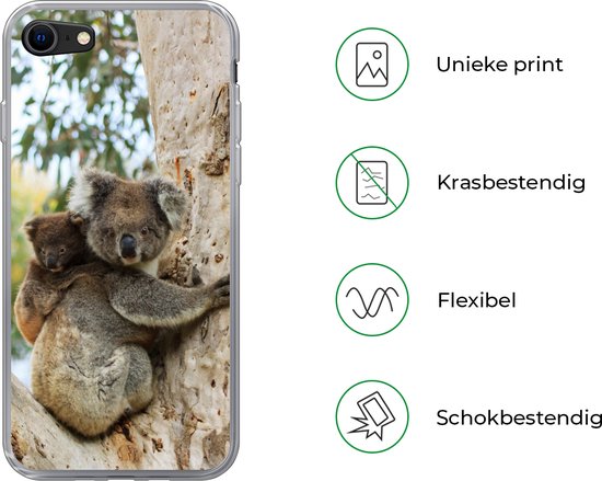 Coque iPhone SE 2020 - Koalas - Enfant - Arbre - Siliconen - Sinterklaas - Noël - Cadeaux - Cadeaux chaussures
