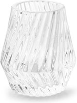 Kaarsenhouder Biaritz voor theelichtjes/waxinelichtjes transparant 8.5 cm - Stevig glas/glazen kaarsjes houders