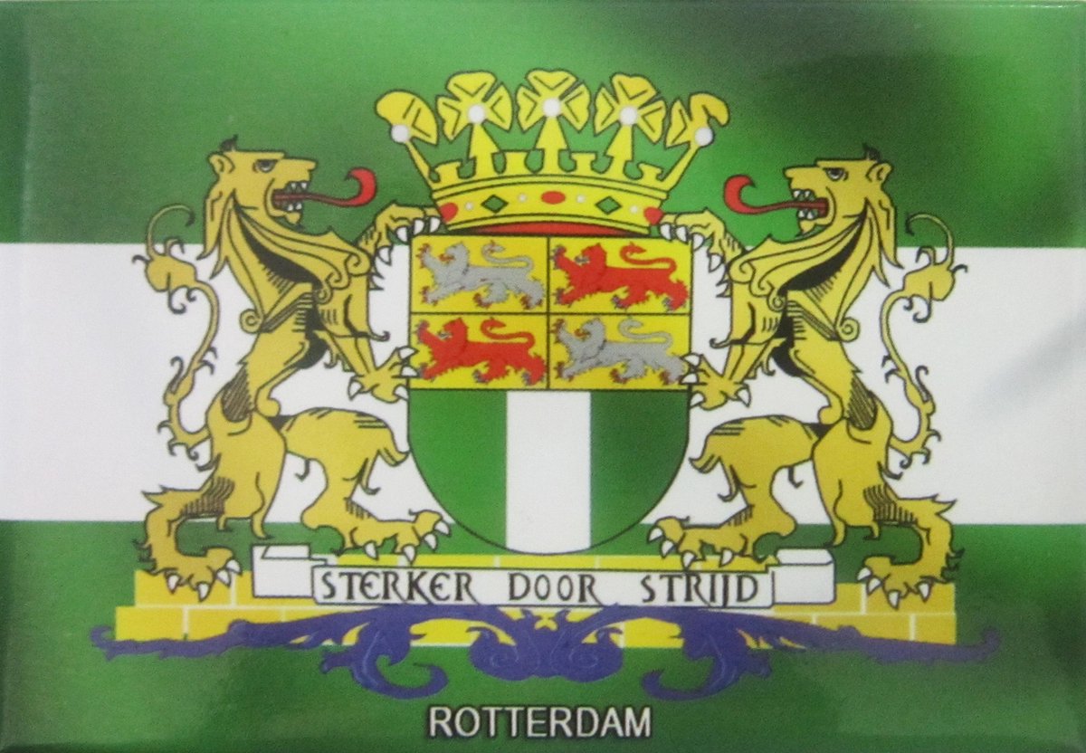 Koelkast magneet vlag met wapen van Rotterdam.