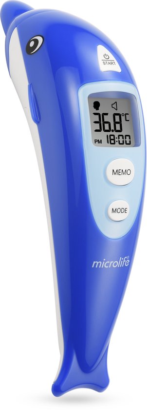Microlife NC 400 | Infrarood Thermometer | Meting in 3 seconden | Klinisch getest | Kindvriendelijke dolfijn design | 5 jaar garantie