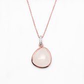 White Basis – Agate Ketting – Rose Goud Verguld Sterling Zilver 925 – Agaatkristal – Valentijn Cadeautje Vrouw –  45 cm