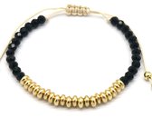 Bracelet Femme - Perles Glas et Métal - Ajustable - Zwart