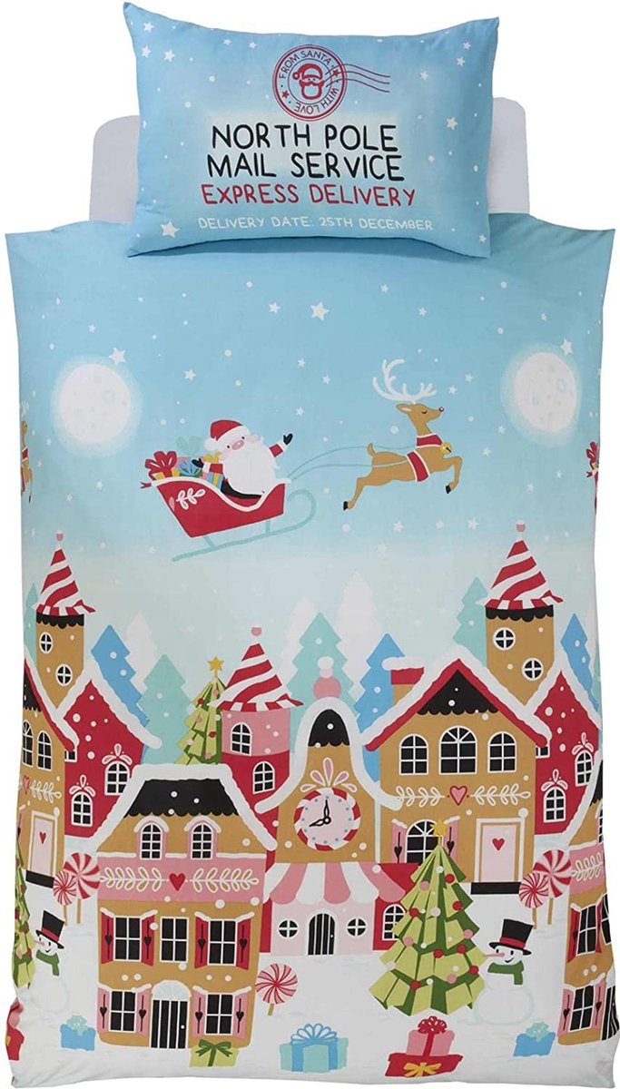 Kerst dekbedovertrek Gingerbread town - 120x150 cm - Peuterbed