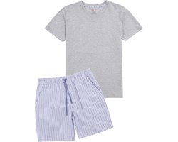 La-V shortama sets voor heren met geruite flanel broek Lichte grijs XL (valt klein)