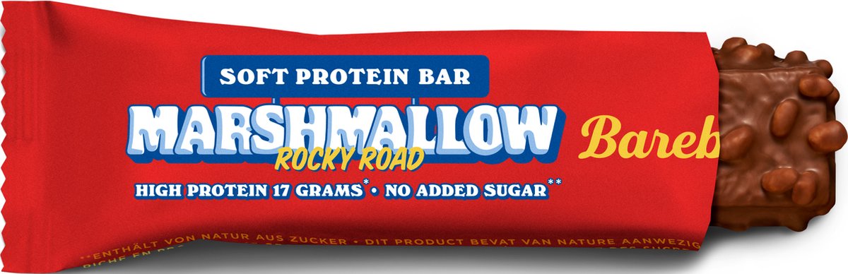 Goedkoopste Soft Bars (Marshmallow Rocky Road - 12 x 55 gram) - BAREBELLS - Eiwitrepen - Energierepen - Sportvoeding