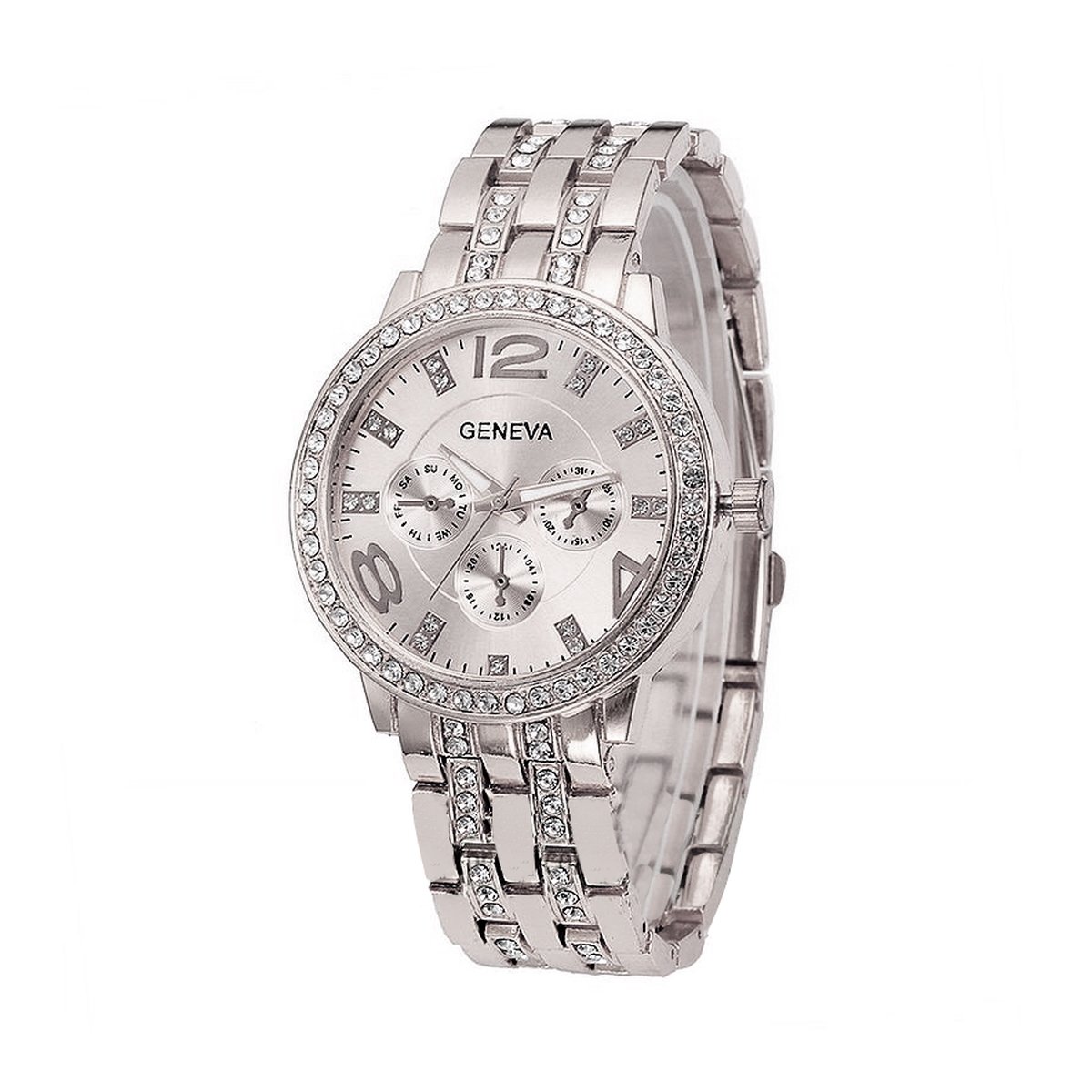 Geneva Dames Horloge - RVS - Zilverkleurig Kristal - Ø 40 mm