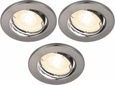Pack de 3 Nordlux Canis Downlight Rond Inclinable 4.9W LED GU10 Nickel Brossé Dimmable IP20 - spots encastrables lumière blanche extra chaude