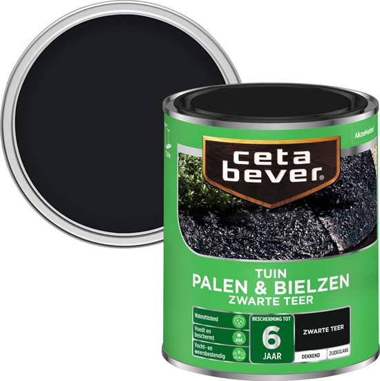 CetaBever Tuin Palen & Bielzen Beits - Mat - Zwarte Teer - 750 ml