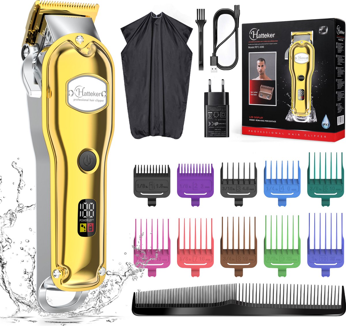 HATTEKER RFC696 Tondeuse à cheveux pour homme Tondeuse à barbe