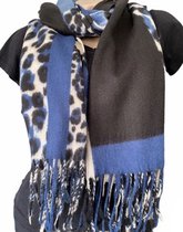Lange Warme Sjaal - Panterprint - Blauw - 180 x 70 cm (2229-1#)