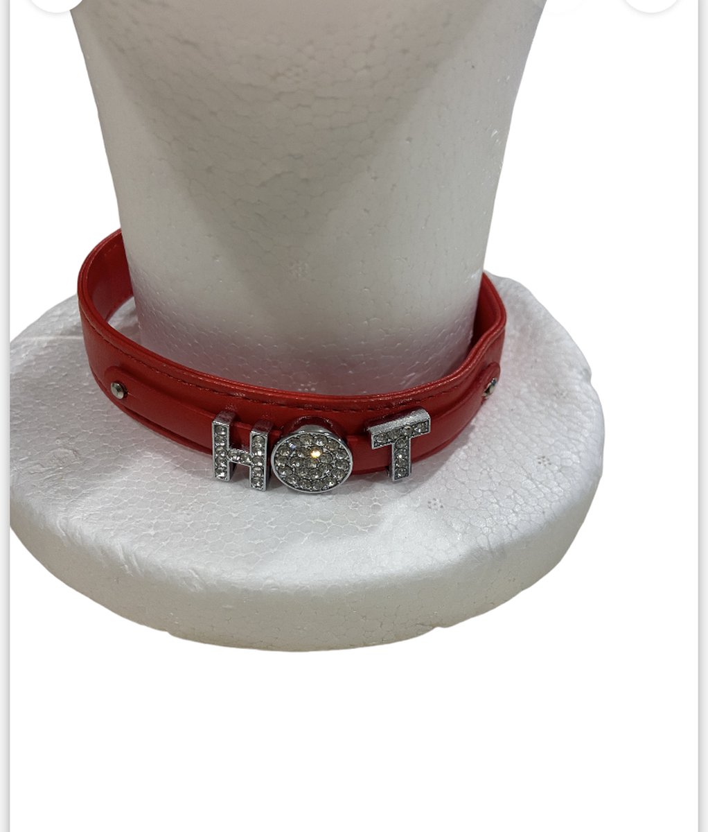 Power Escorts Stijlvolle Rode Halsband Met Unieke Steentjes Naam HOT