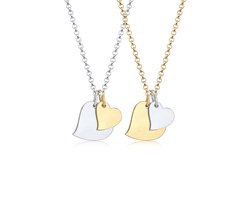 Elli - Halsketting - Moeder-Dochter Set met Hart Hanger in Bi-Colour Look Mat in 925 Sterling Zilver - Dames