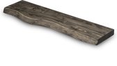 Wandplank Hout Zwevend 180x20 cm - Incl. Bevestigingsmateriaal – Smoke - Boomstam Muurplank – Boekenplank