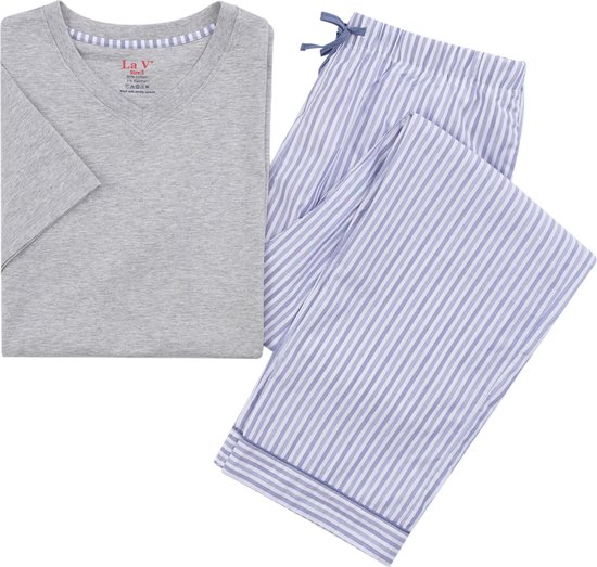 La-V pyjama sets voor heren met Katoen broek Lichte grijs XL