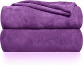 Knuffeldeken fluffy & super zacht - hoge kwaliteit fleece deken ook perfect als woondeken, sprei, sofa deken & zomerdeken geschikt - elegante gooideken voor sofa & bank (Paars, 240x220 cm)