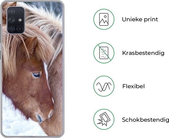 Coque Samsung Galaxy A71 - Paarden - Poulain - Neige - Coque de téléphone en Siliconen