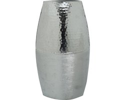 PTMD Vaas zilver geborsteld met glanzend gehamerd aluminium pot M - 37 hoog
