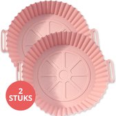 Wonbie® Siliconen Bakje Rond Mandje - Accessoires geschikt voor Airfryer - Hetelucht Friteuse XL en XXL - Bakpapier - 2 stuks Roze