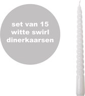 Gusta - Dinerkaarsen - Wit - Swirl - 20cm - set 15 stuks