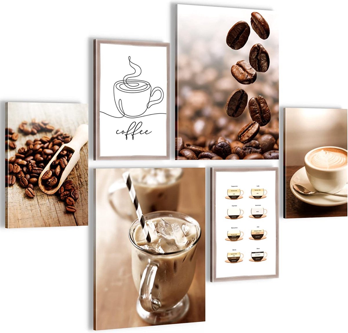 Schilderijen Koffiekeuken GEEN FRAME VEREIST Moderne Collage Coffe Eetkamer Keuken Foto'S