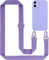 Cadorabo Mobiele telefoon ketting geschikt voor Apple iPhone 12 MINI in LIQUID LICHT PAARS - Silicone beschermhoes met lengte verstelbare koord riem